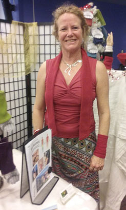 Dr. Keri at a Holiday Christmas Show with Opis Designs Wrist Warmers